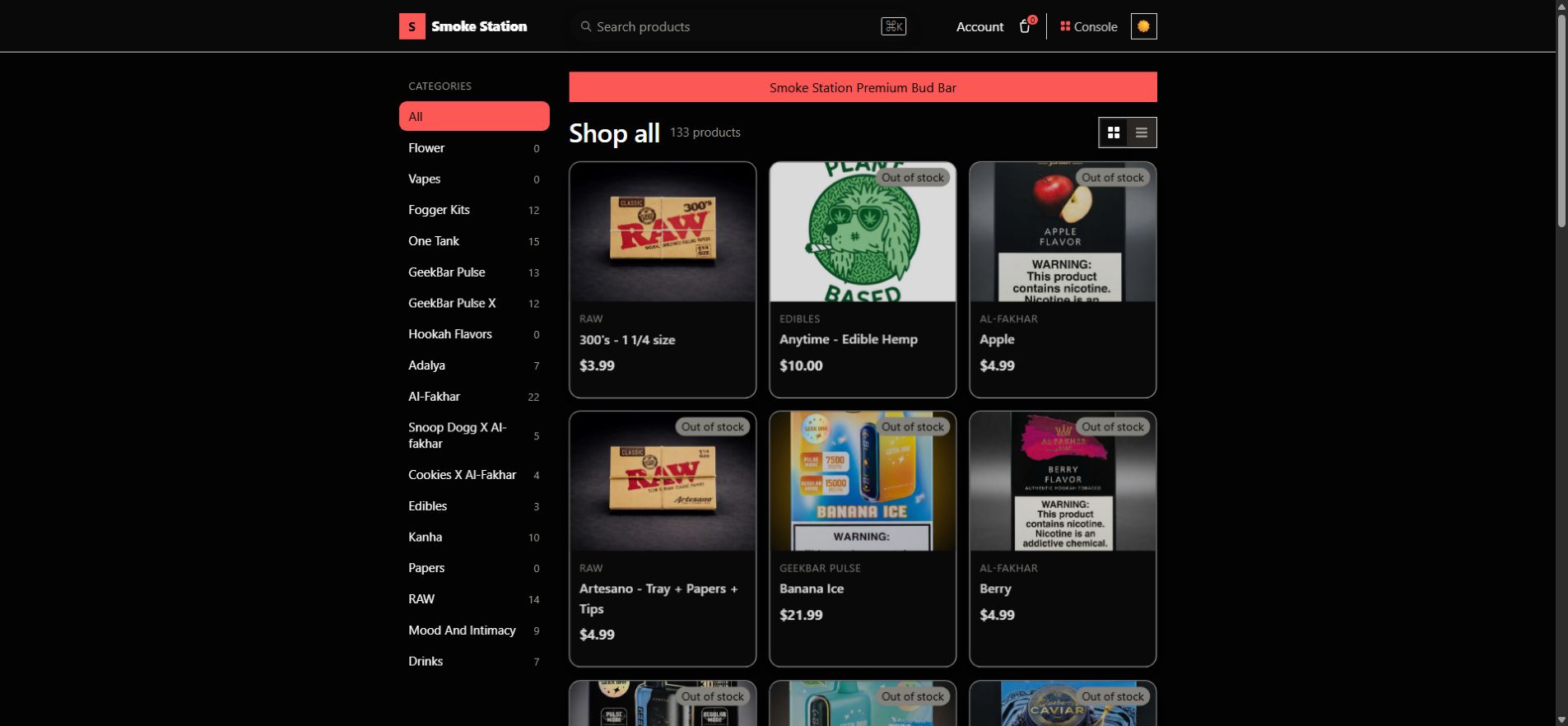 Aurelia demo branded storefront with product categories and local ordering